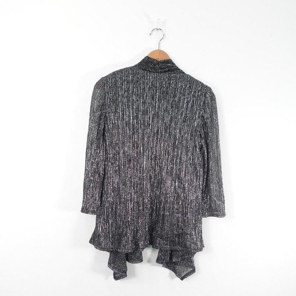 Black Tunic Top Women Size Small Cardigan Blouse Flowy Cocktail Bedazzle Sparkle - Picture 6 of 9